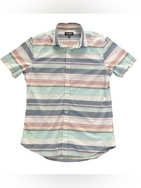 Express Men’s Pastel Striped Button-Down Shirt Size Medium